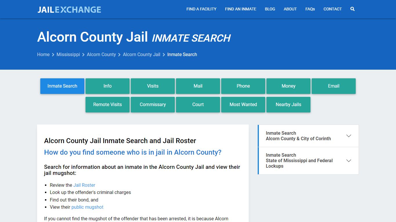 Inmate Search: Roster & Mugshots - Alcorn County Jail, MS - Jail Exchange